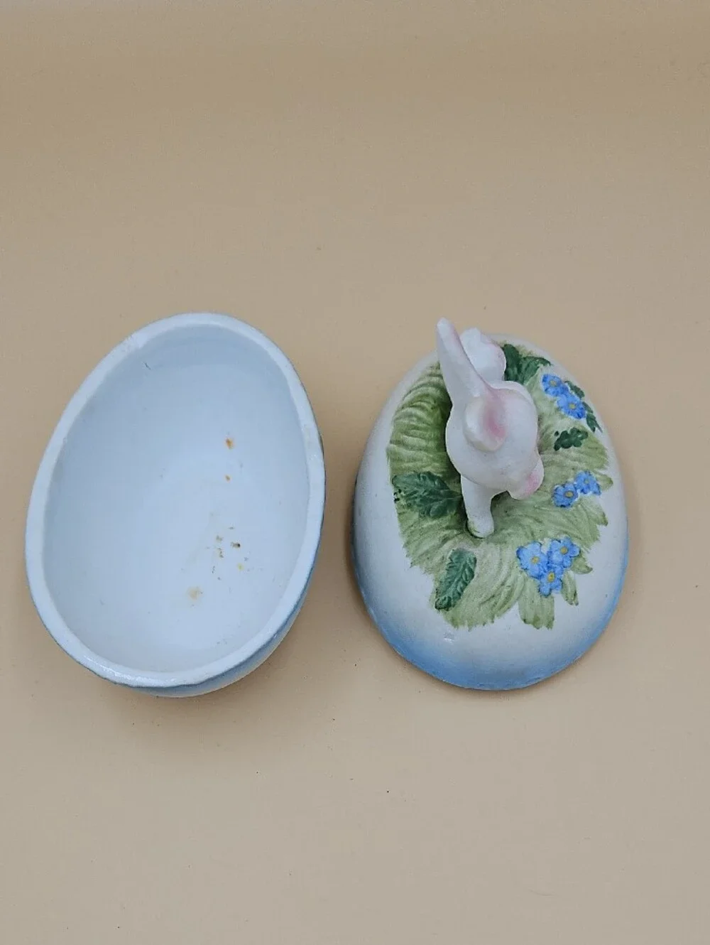 Bunny Trinket Box in White and Blue